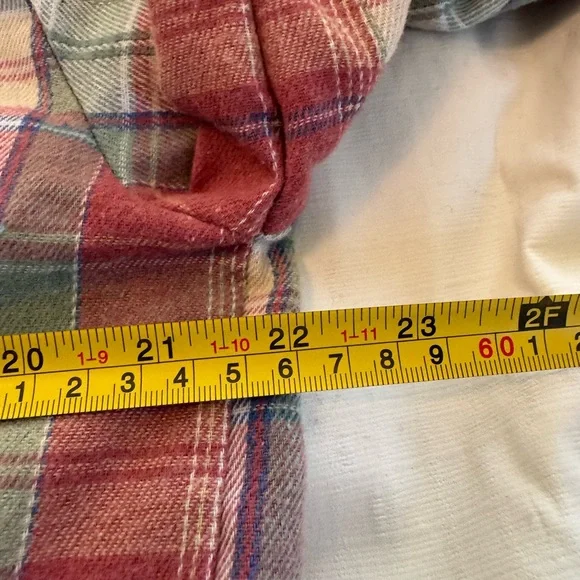 EUC Plaid Hooded Button-Up Shirt Jacket in Rust & Mint XL - Picture 8 of 10